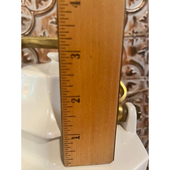 Mikasa Continental White  Hexagon Shaped Tea Pot Brass Handle Vintage - Picture 11 of 12